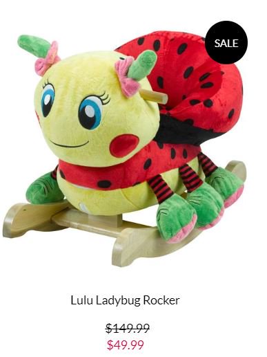 Summer Savings on all of our Classic Rockers! For a limited time, All rockers are on sale for $49.99 - $59.99 when you get them engraved! Rockabye.com #BabyRockingHorses #BabyRockingHorses #PlushRockers #toys #baby #toddler