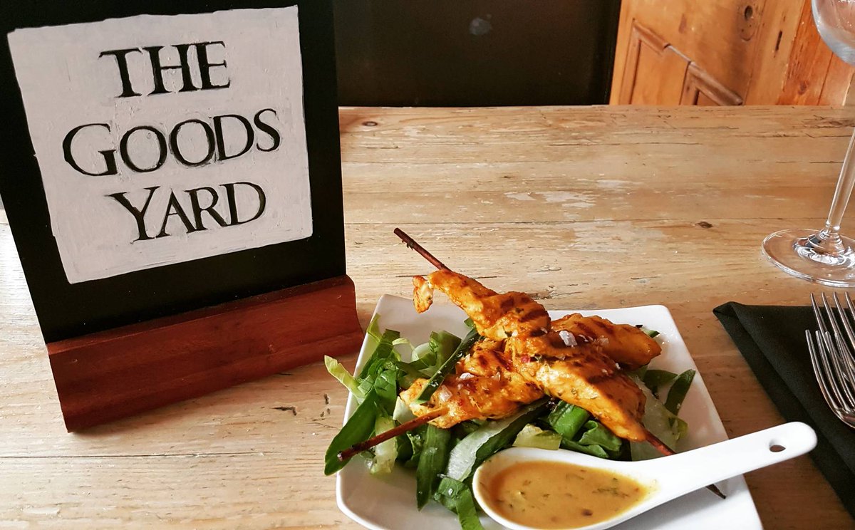thegoodsyard's tweet photo. Now on our #Tapas #Specials are these tasty #Chicken #Satay #Skewers 😁 get them while they last 😉 to book in the restaurant call 01202 694400 #GoodsYard #broadstone https://t.co/jzvLkDmw7z