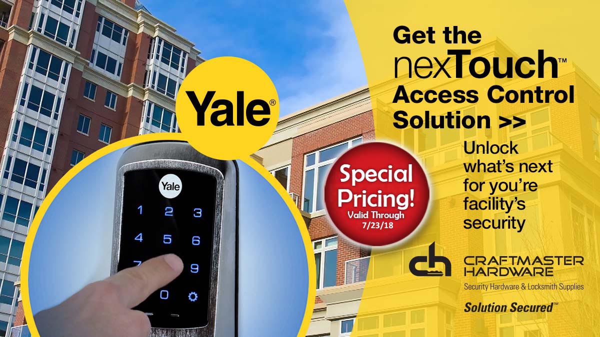 CraftmasterHard's tweet photo. GET THE NEXT GENERATION ACCESS CONTROL PRODUCT DESIGNED SPECIFICALLY FOR SMALL BUSINESS FROM CRAFTMASTER HARDWARE! New @YaleLocks #nexTouch #Keypad Access #DoorLock for #SmallBiz, #SpecialPricing #Offer Valid Thru 07/23/2018 https://t.co/emt6qsDdHe https://t.co/sFdsgdfdOa