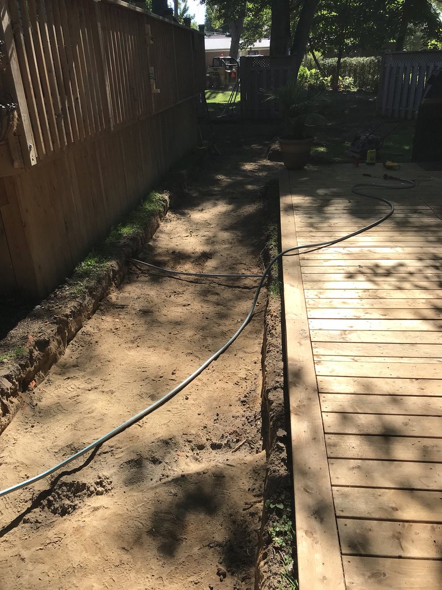 BrentKal's tweet image. Been some digging going on the last 24hrs. New brick patio and path coming soon. Looking forward to enjoying a morning coffee with the view of less grass to cut. #BackYardProject