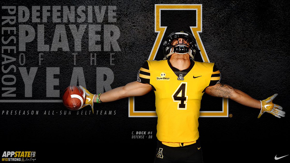 AppState_FB's tweet photo. Clifton Duck has been voted preseason Defensive Player of the Year!

#10Strong 
#LOB https://t.co/Lkf16dnFgH