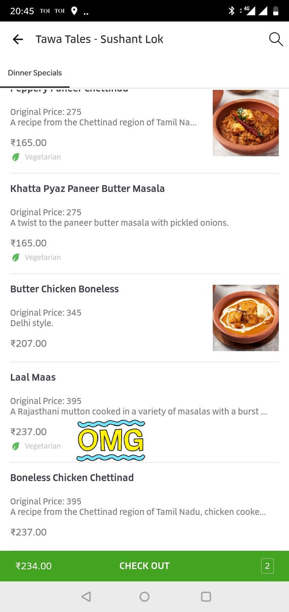 MiddleClassSoch's tweet photo. @UberEats_IND Since when is Laal Maas a vegetarian dish #UbereatsGoofup :) https://t.co/BxoPgHn74u