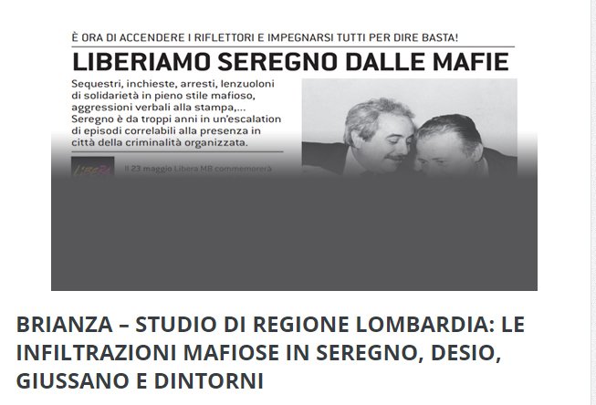 seregnotv's tweet photo. BRIANZA – STUDIO DI REGIONE LOMBARDIA: LE INFILTRAZIONI MAFIOSE IN SEREGNO, DESIO, GIUSSANO E DINTORNI https://t.co/ZtSdkEDzc3 https://t.co/RkQGNx1q4i