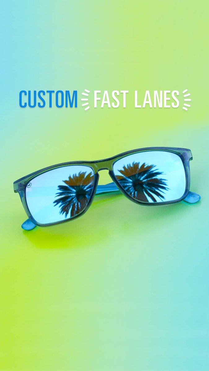 Knockaround's tweet photo. CUSTOM Fast Lanes! If you thought it was fun customizing Premiums and Fort Knocks, wait til you try our CUSTOM Fast Lanes. Tons of new colors and patterns to pick from! You design them. We build them: https://t.co/QfDn3CIwJ0 #knockaround #customknocks #fastlaneknocks #sunglasses https://t.co/Q7LyD892Ul