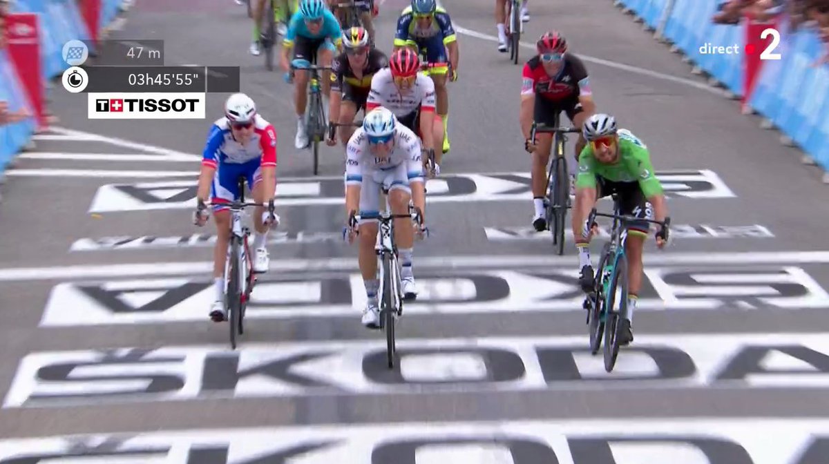 GroupamaFDJ's tweet photo. Peter Sagan remporte la 13ème étape du Tour de France. @ArnaudDemare prend la 3ème place.
#TDF2018 https://t.co/WWCpMVbBLf