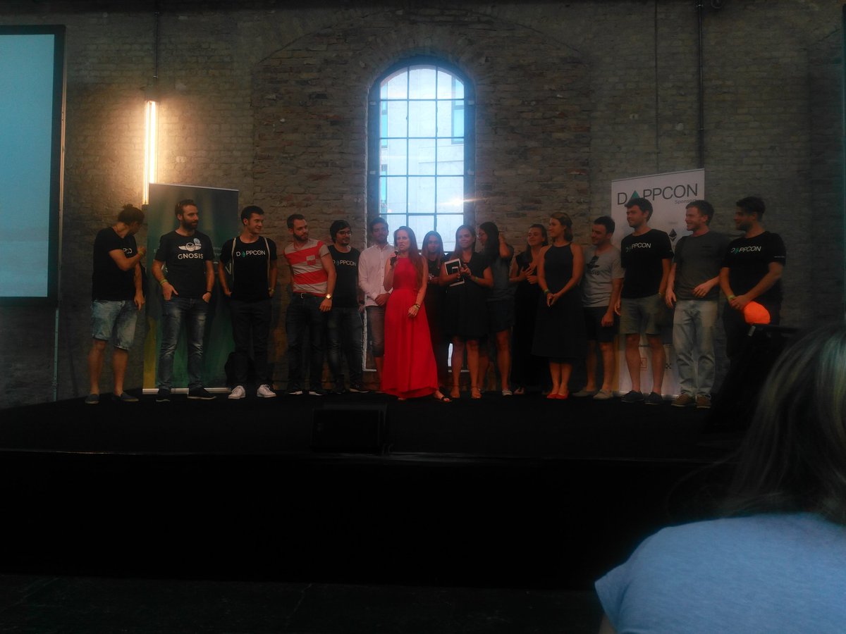 The <a href="/gnosisPM/">GnosisDAO</a> team and <a href="/AnnaMSGeorge/">Anna George</a> share gratitude and closing remarks for such a great 2 days at #dappcon. Thank you for coming, and see you next year! (Or at the after party ;)