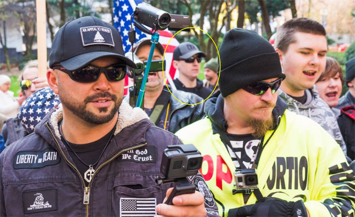 Thorsson Snyder, a violent white nationalist from the Portland area has been at a number of Joey Gibson's hate rallies.  https://rosecityantifa.org/articles/joey-the-martyr/#thorsson-snyder-and-gary-lee