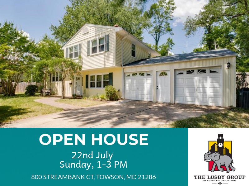 LusbyThe's tweet photo. Weekend Open House!
Sunday, July 22nd, 1-3 PM
800 Streambank Ct, Towson, MD 21286
#OpenHouse #weekendopenhouse #realestate #mdrealestate #baltimore #residentialrealestate #Baltimore #baltimorehomes https://t.co/I3JSYvUtUk