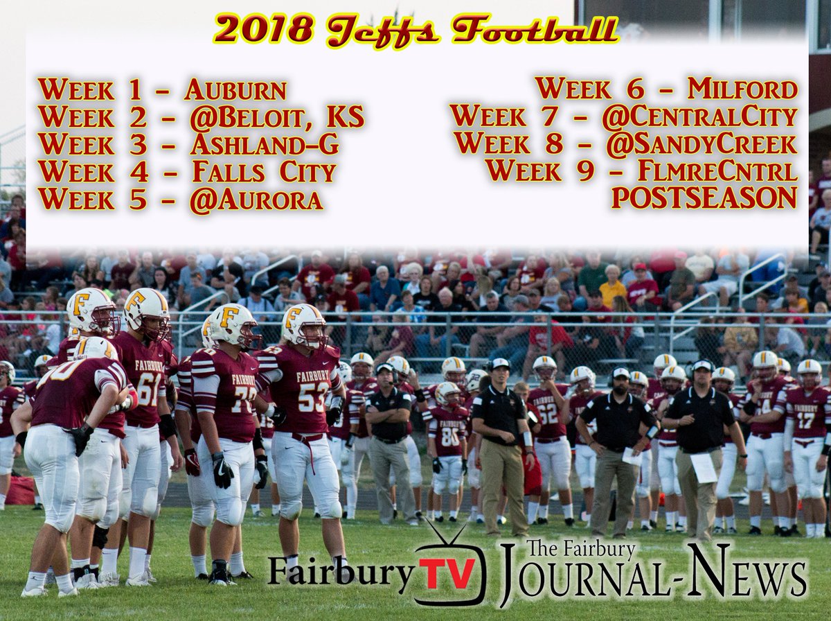 FREE printable <a href="/JeffsFootball/">Fairbury Football</a> 2018 schedule from <a href="/FairburyTV/">FairburyTV</a> &amp; us!
