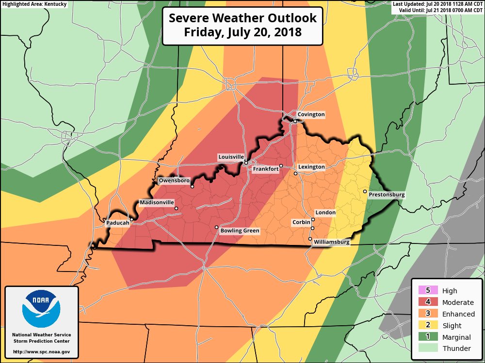 Kentuckyweather's tweet photo. No significant changes to the latest Severe Weather Outlook from the SPC. #kywx https://t.co/V9m1lsd8x9