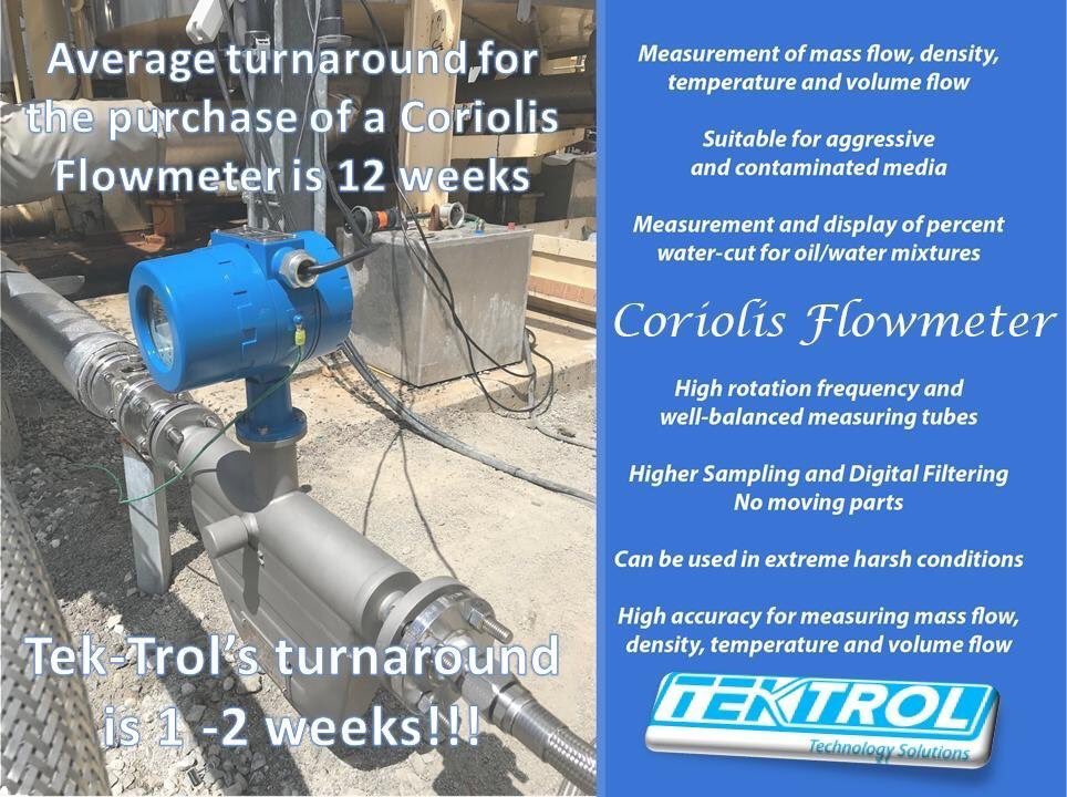 TechProServ's tweet image. Time is of the Essence! Obtaining the equipment you need to save your business money and grow it&apos;s capabilities is not only important, but time sensitive.10 week gap in delivery can be the difference between success and failure
#CoriolisFlowMeter #tektrol
tpss.co