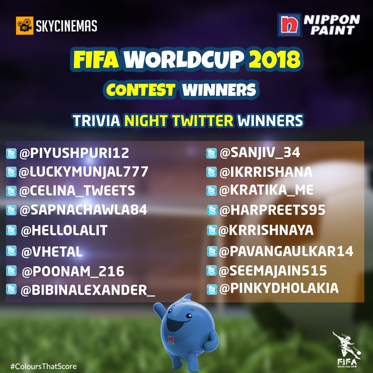 Seemajain515's tweet image. Retweeted Nippon Paint India (@NipponIndia):

List of #Trivia contest winners! Congratulations! 

#NipponPaint #ColoursThatScore #FIFAWorldCup2018