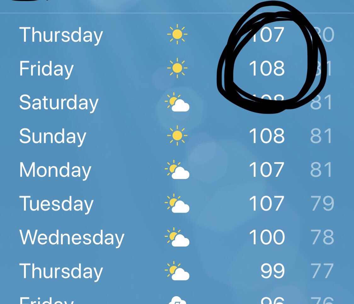 A_Aunknown's tweet photo. If you guys want to visit hell... just come to texas! It say 108 but Fuck feels like 120 here in mansfield!!! lol https://t.co/XSeKoaKJXL
