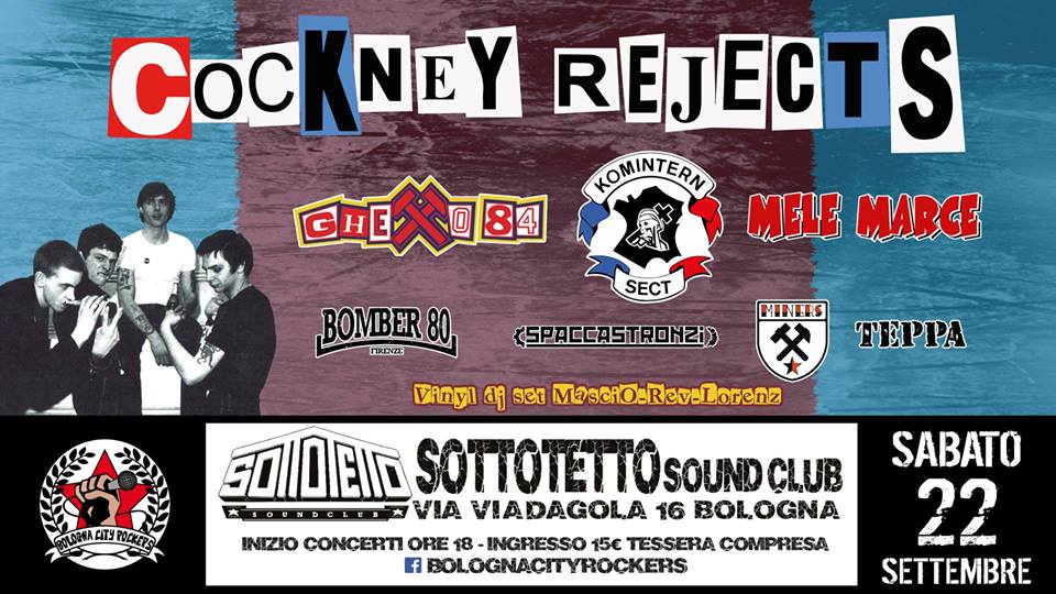 SanCesario_Est's tweet photo. #BolognaCityRockers / Cockney Rejects + Komintern Sect &amp; more 22 settembre 2018 https://t.co/Zgw6RuBXQU @EastEndBabylon #KominternSect #Ghetto84 #MeleMarce #Bomber80 #SpaccaStronzi #Miners #Teppa #Bologna #Oi #Ska #Soul #Nothernsoul #Rock #Punk https://t.co/zNaQ4Sk3XC