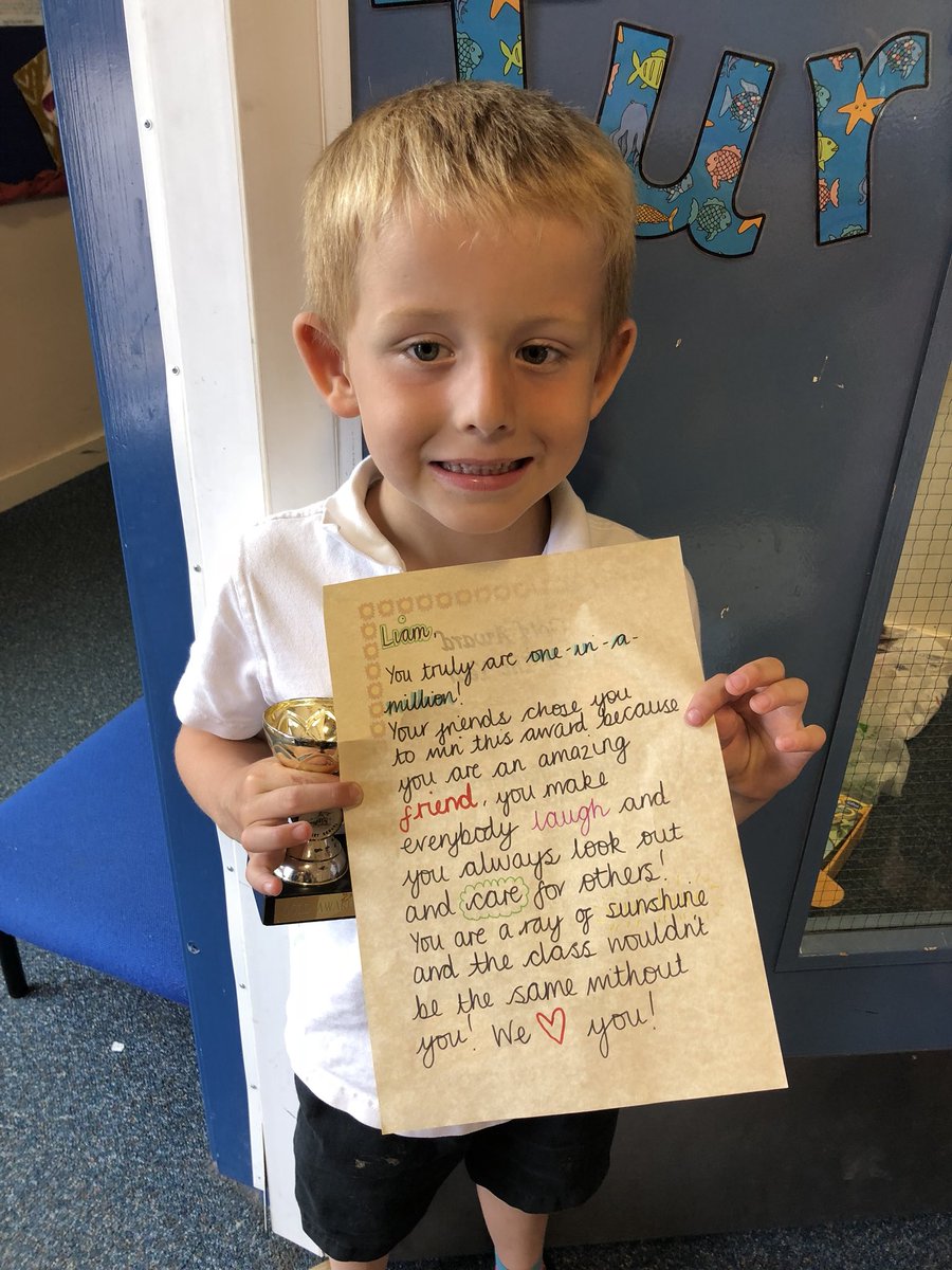 MrsPs_Class's tweet photo. Liam was our GOLD AWARD WINNER OF THE YEAR! He truly is a ray of sunshine! ☀️ all of his friends who voted for him mentioned the humour, kindness and helpfulness that he brings to our class! You are super special to us all, Liam! 🏆🌟♥️ https://t.co/N3EnATeaXy