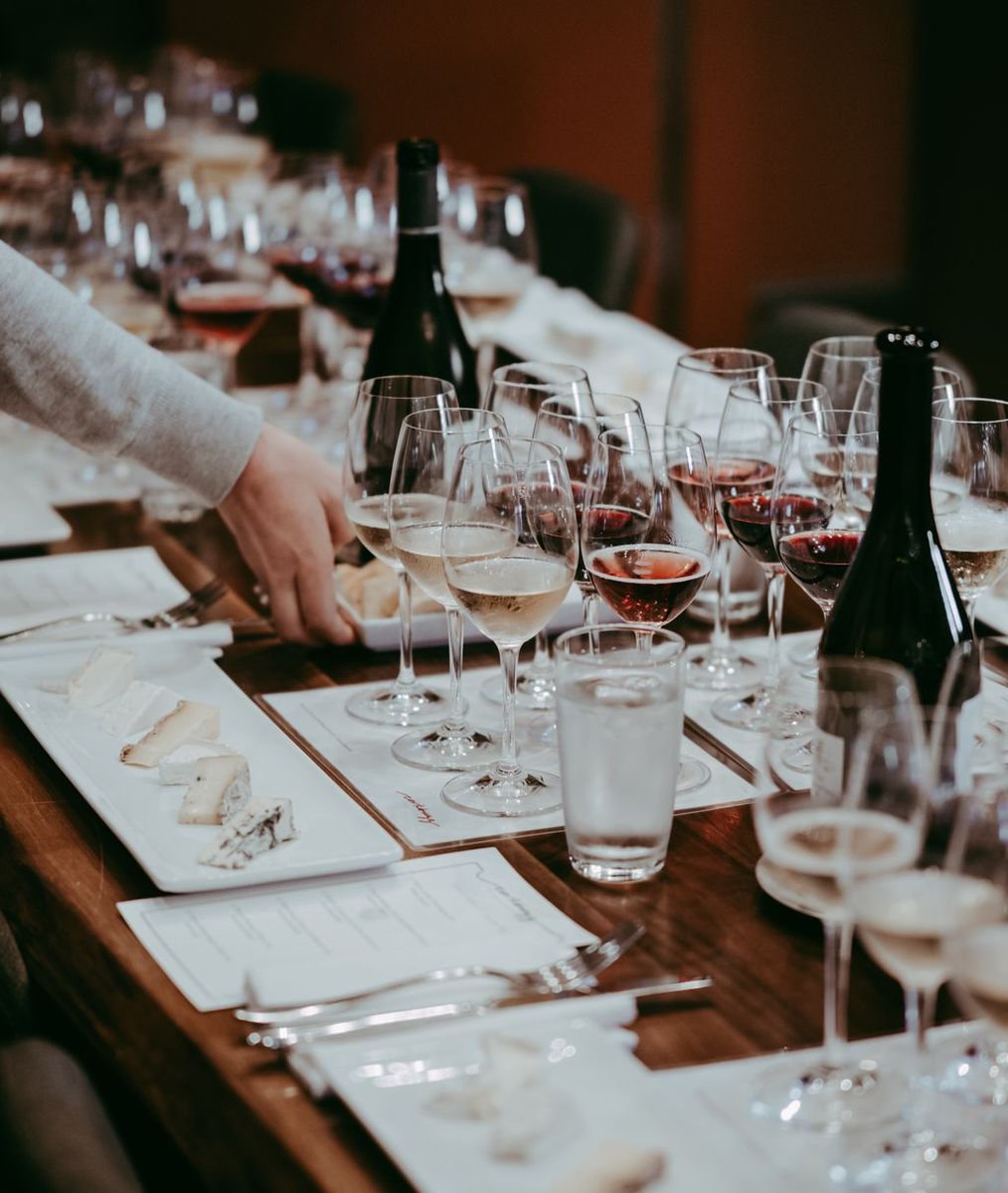 Setting up for another Cheese &amp; Wine Pairing class. We love hosting Corporate Team Builders for our community. Our Favorites from this lineup: Boucherondin (Goat's Milk Cheese) &amp; Valbreso Feta (Sheep's Milk Cheese)! What are your favorite French Cheese &amp; Wine pairings?