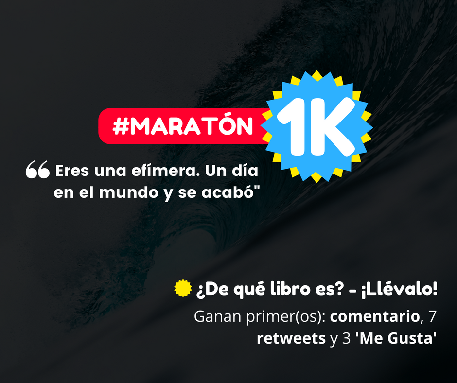 LibrosExtra's tweet photo. ¡Regalamos 5⃣0⃣ libros!

👉▶️¿DE QUÉ LIBRO ES ESTA FRASE⁉️

Ganan automáticamente:

1⃣ El primer comentario con el #Maratón1K y nombre del libro de la frase.
2⃣ Los primeros 7 retweets.
3⃣ Los primeros 3 'Me Gusta'.

[Recuerda que debes seguirnos: @LibroBajoElAgua] https://t.co/Nc77j8hxIC