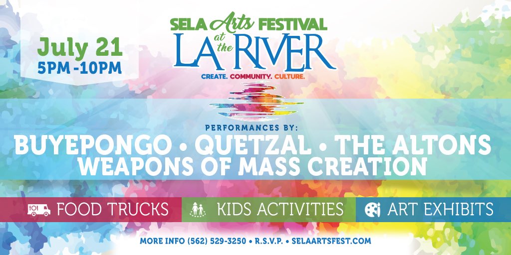 RendonAnthony's tweet photo. TODAY’S THE DAY! 

Hope to see everyone at the SELA Arts Festival this evening! Details 👇 https://t.co/nmtP8Jg2ek

#SELARiverFestival #SELAArts https://t.co/nXt1mWbh7y