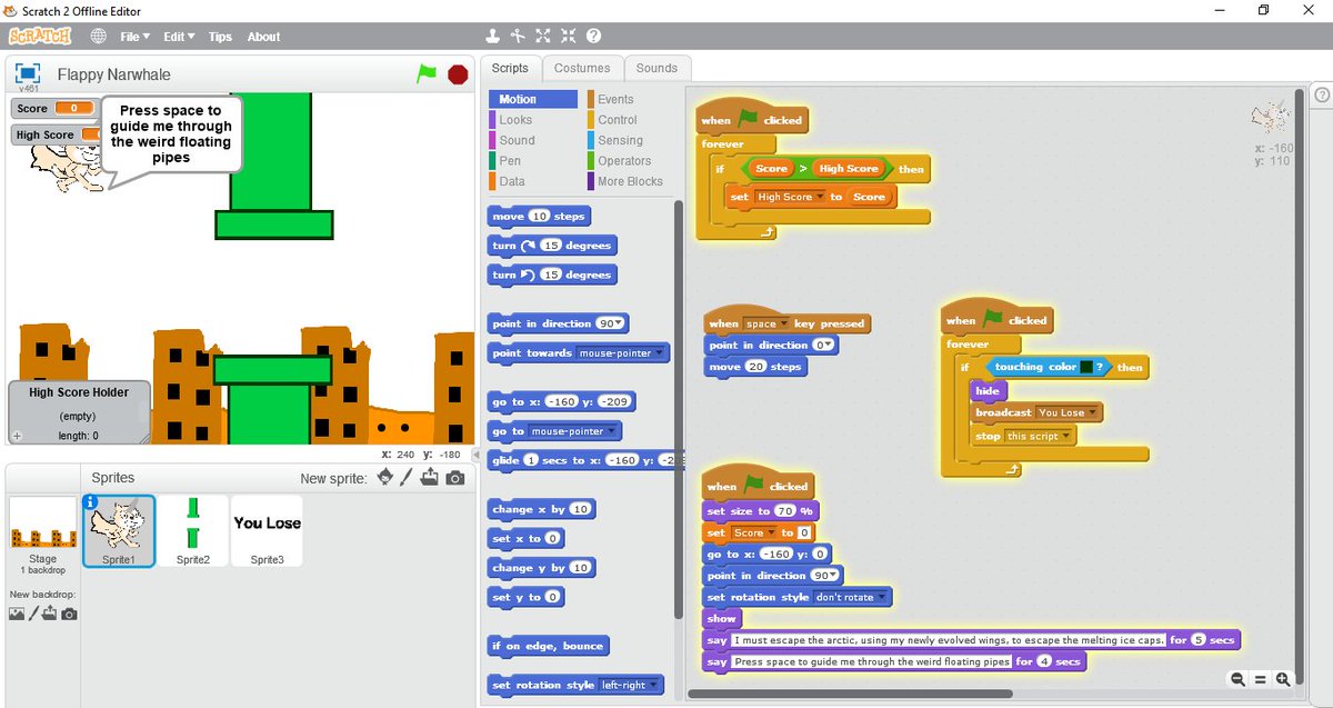 Sandymoor Computing (@sandymoorcomp) on Twitter photo Well done to Jakob in Year 8 who has programmed his own games using Scratch! Screen clippings of his work can be found below. <a href="/scratch/">Scratch Team</a> Well done to Jakob in Year 8 who has programmed his own games using Scratch! Screen clippings of his work can be found below. <a href="/scratch/">Scratch Team</a>