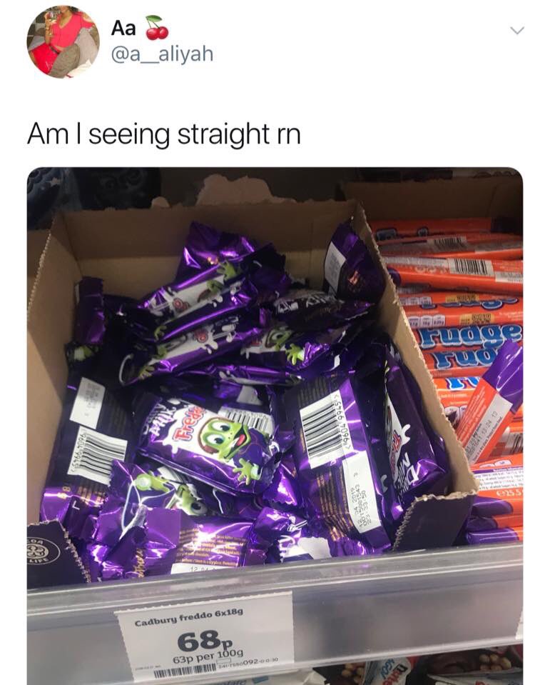 themighty_bouch's tweet photo. @alex_brooker 😭😭 #isitok that I’ve just seen this tweet about freddos? https://t.co/rEplZmiJo4