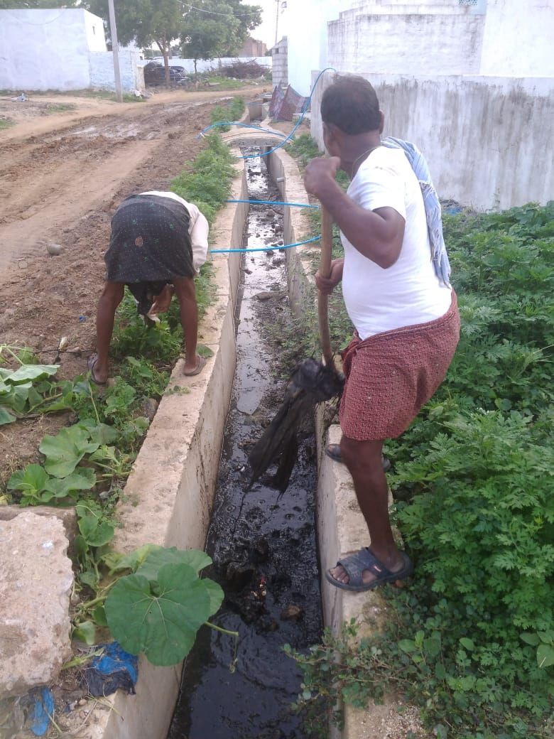 DPOMBNR's tweet photo. Cleaning of Side Drinnes and removal of bushes activities taken up in the Narva Mandal on occasion of  Sanitation week observance. https://t.co/LexHvw4SAC