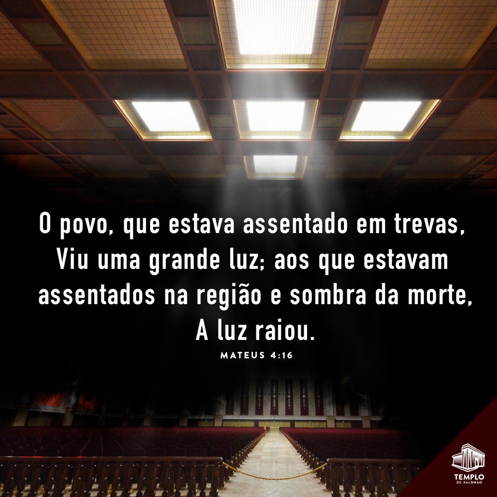 TemplodeSalomao's tweet photo. Neste domingo, no Templo de Salomão, acontecerá uma reunião especial para aqueles que desejam ter luz na sua vida. Às 6h, 9h30 ou às 18h. Deus espera por você! https://t.co/X4h8R9WoGA