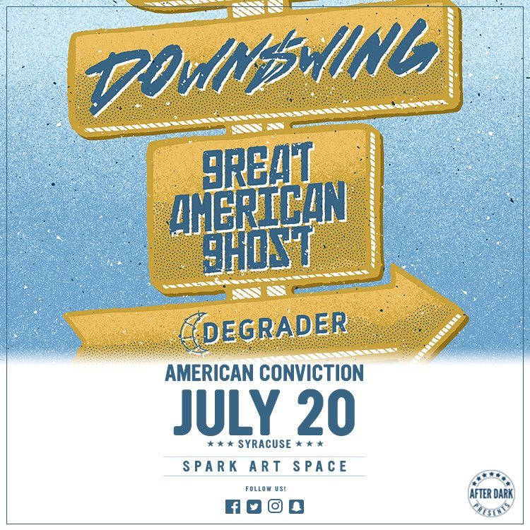 AfterDarkEvents's tweet photo. Tonight at Spark Art Space in Syracuse, NY! See Downswing and more live. Doors at 6:30 PM https://t.co/woGf9EGlyH
