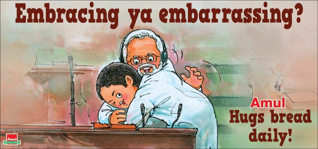 ranjit68's tweet photo. OMG! 
@Amul_Coop This was real fast.

@narendramodi will certainly love this one.

@RahulGandhi will never ever spread #AmulButter

#HugAndWink https://t.co/DzYaSKHRvN