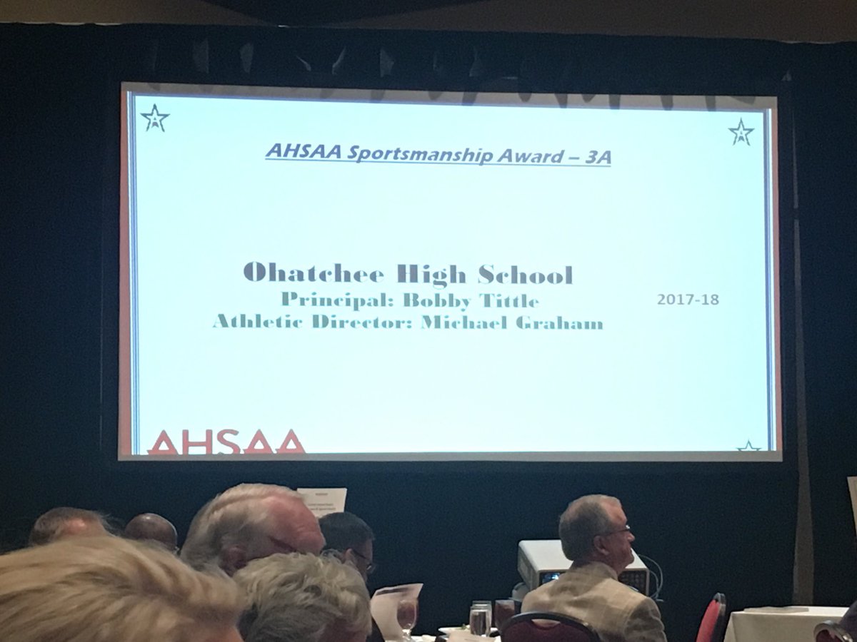 brtittle's tweet photo. Ohatchee High School awarded the Sportsmanship Award for no fines for the 2017-2018 school year! Great job to our players and coaches! @AHSAA_sports https://t.co/rfiTsRcaW2