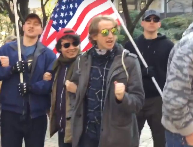 Ethan Devries aka Frankie Langley is a local white supremacist troll who has attended Joey Gibson's rallies along with his Identity Europa affiliated friends.  https://rosecityantifa.org/articles/psu-fascists/#ethan-francis-devries