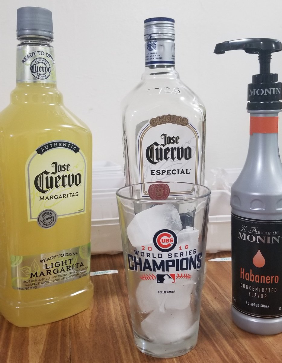 Shotzeyville's tweet photo. #ThirstyThursday became #FridayFeeling or #FridayMotivation. Anywho, #review is in process as it's #fivesomewhere and what better way to #imbibe than with @Cubs vs @Cardinals #GoCubsGo . The #margaritas are #spicy thanks to @MONINFlavours & @JoseCuervo #EverybodyIn https://t.co/7uaFKFrK01