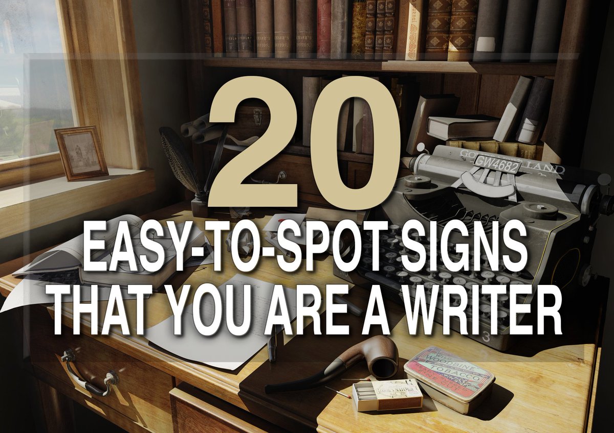 Writers are wired differently, there’s no denying it. We have an urge to write — to capture what we're thinking — or to figure out what we’re thinking. Here are 20 tell-tale signs that identify you as one of the unique breed of humans we call writers. bit.ly/2Lb6Zqk