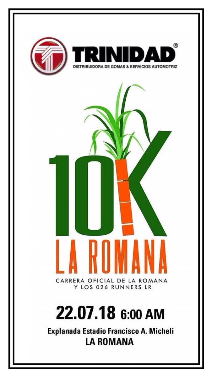LA ROMANA 10K, CARRERA OFICIAL DE LA ROMANA Y LOS 026 RUNNERS corren en Apoyo/Beneficio a la Guardería Infantil San Martín de Porres
Los esperamos el Domingo, vengan a disfrutar con nosotros.

facebook.com/16263592276349…