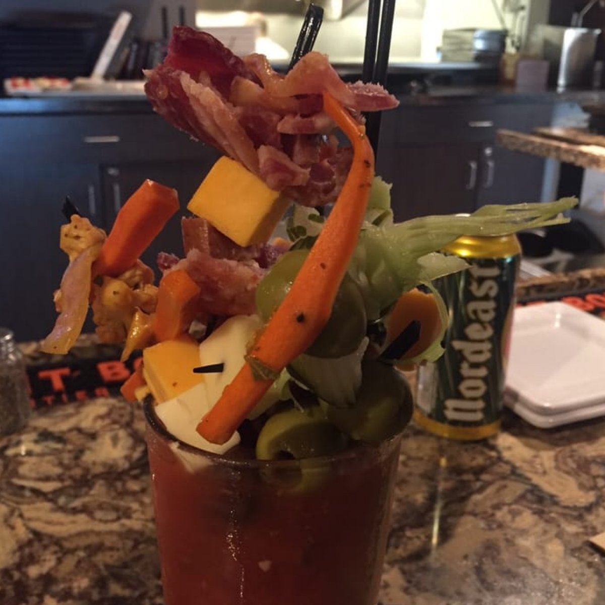 We like our blood Marys cold, fresh, and stacked real high.