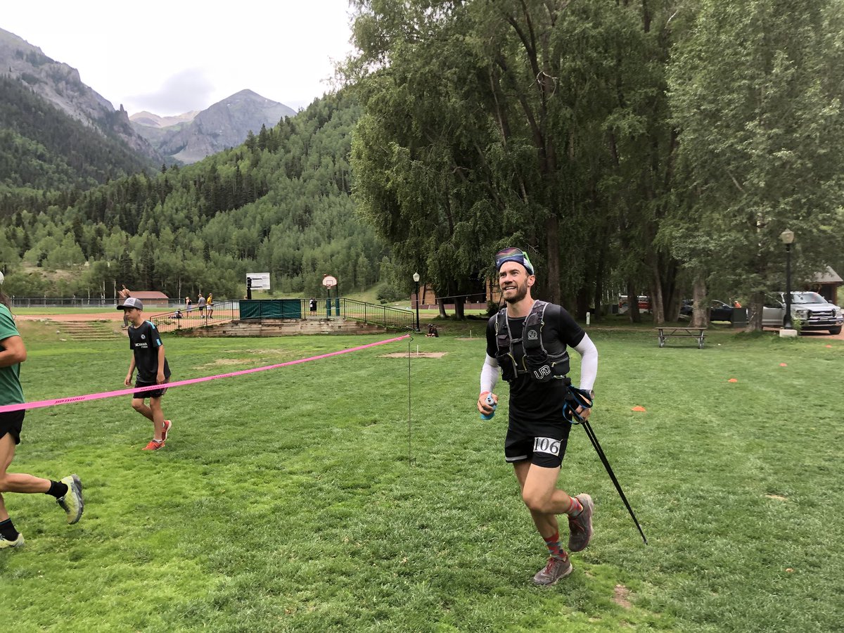 iRunFar's tweet photo. Ben Bucklin was fifth into mile 28. He walked into aid station with a huge smile asking how his crew and family are doing. +46 minutes back. Left quickly in fourth. #HR100 https://t.co/qbICDeq5zG