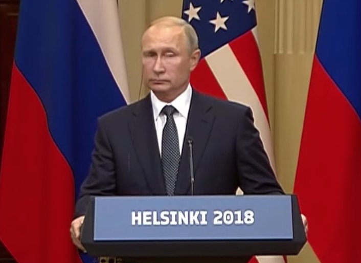 22/ Just after Donald Trump says, "There was no collusion - at all" (during 4:28:25 and notated above with the Ω symbol), Putin's left eyebrow raises. This is a strong nonverbal signal that Putin does not believe Trump's statement.