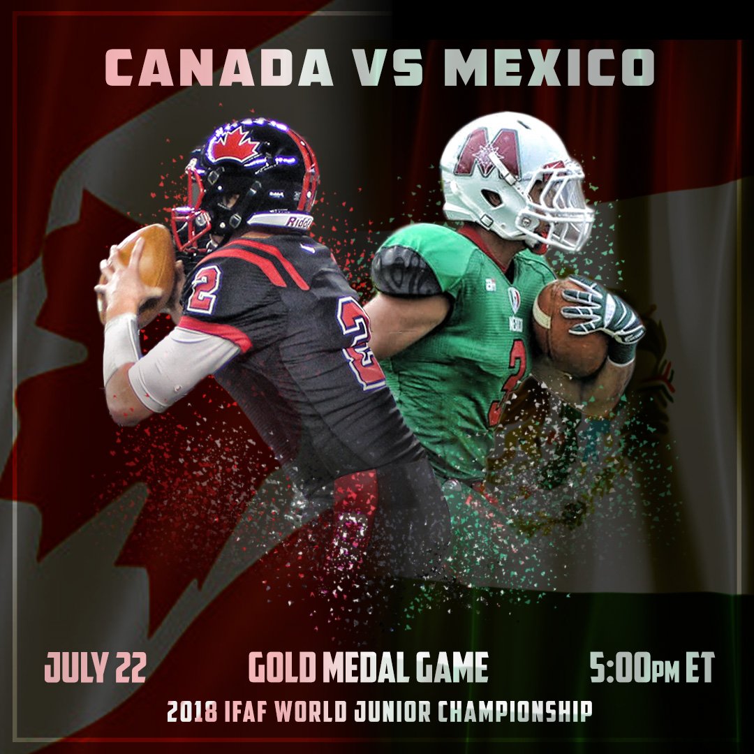 🥇: 🇨🇦 vs 🇲🇽

📅: Sunday July 22

⏰: 5:00pm ET 

You're not going to want to miss this one! Tune in Sunday as Canada looks to be the first country to win back-to-back Wolrd Jr. Championship titles! The game will be streamed on CBCSports.ca! #JRNT2018