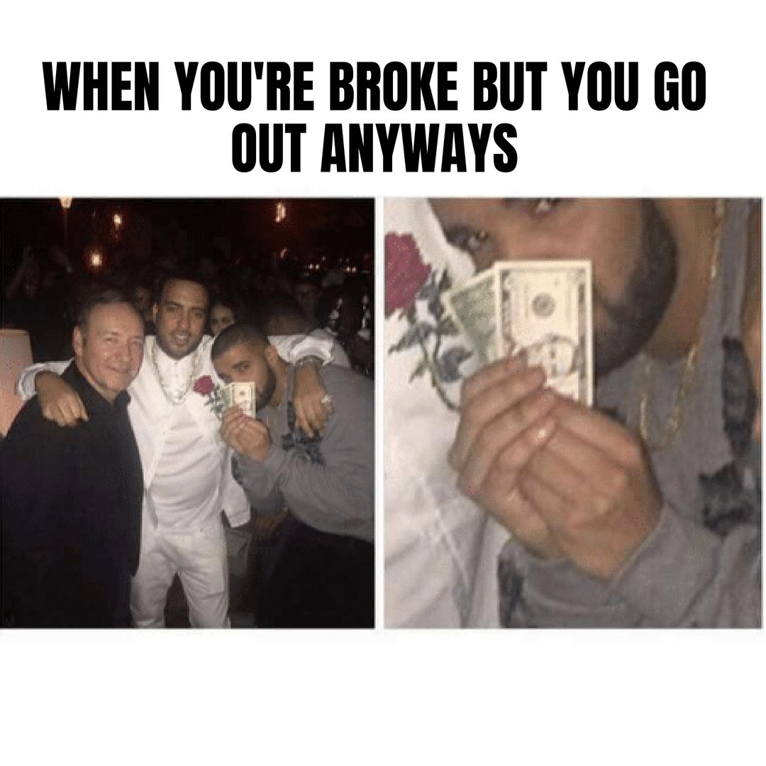 partyfueler's tweet photo. 🤣🤣 

#weekend #friday #friyay #drake #broke #notholdingmeback #funny #party #stacks #partyfueler https://t.co/s73HzB9pGR