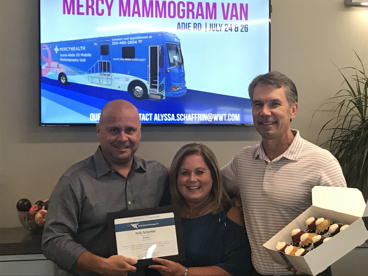 ts9767's tweet photo. Thank you to @hollyjs17 for 20 years of help, support, counseling and friendship! Here’s to many more! @jimpkavanaugh @wwt_inc #worldwidethx #milemarker #mammogramvan https://t.co/qwwaDf4Rv9