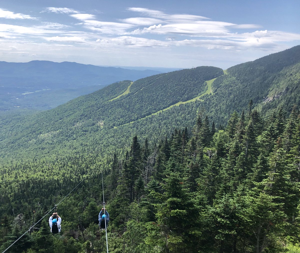 StoweMtResort's tweet photo. Ever dream of flying? Soaring down Vermont’s tallest peak at 60+ mph comes pretty close. Reserve your ZipTour today! #stowesummer #stowemt https://t.co/5u2xVyEGxI