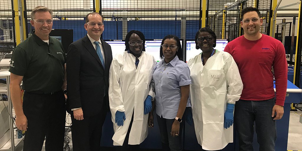 U.S. Secretary of Labor Alexander Acosta meeting workers at The Boeing Company in North Charleston, South Carolina.