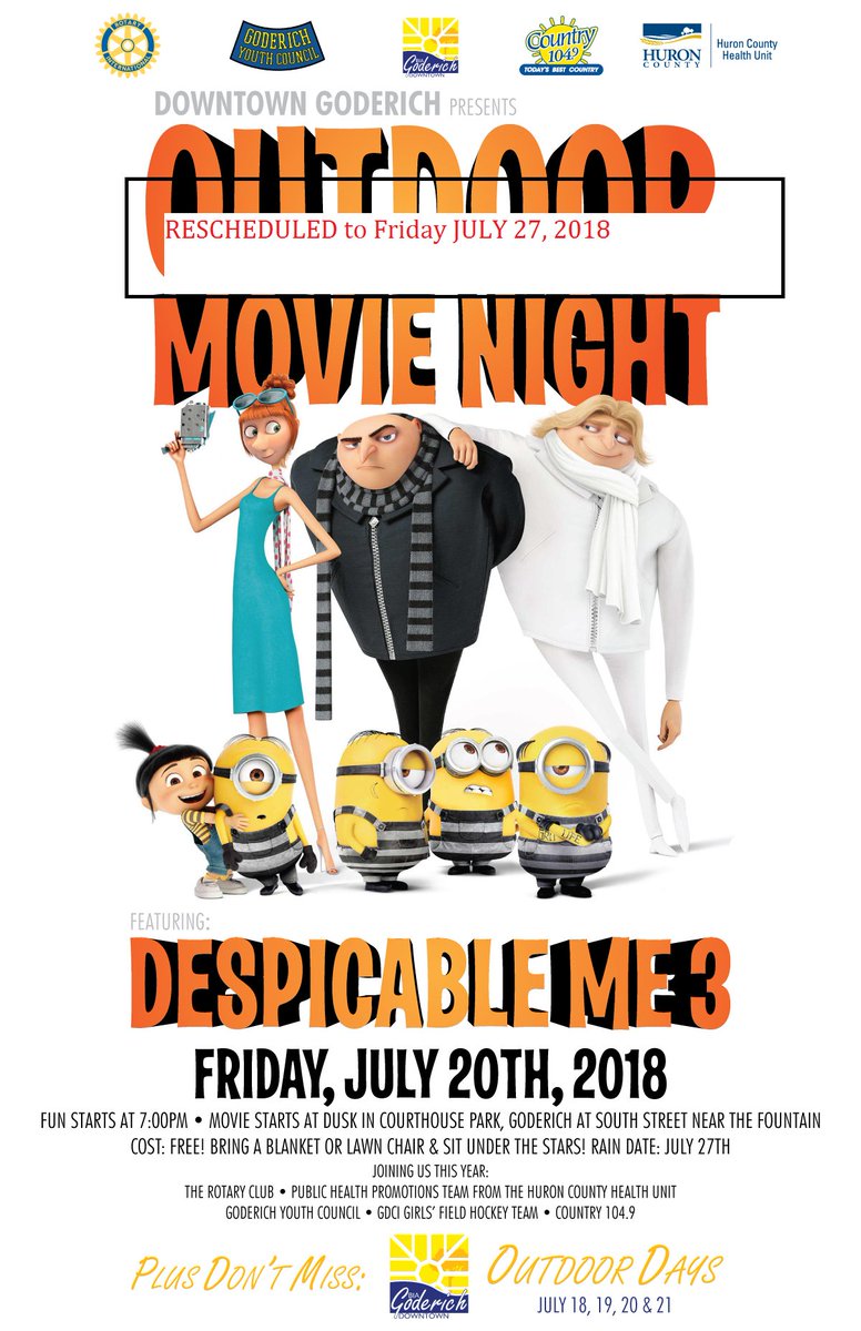 Re Scheduled - A most fabulous event the BIA Outdoor Movie Night has been re scheduled to NEXT Friday July 27, 2018.