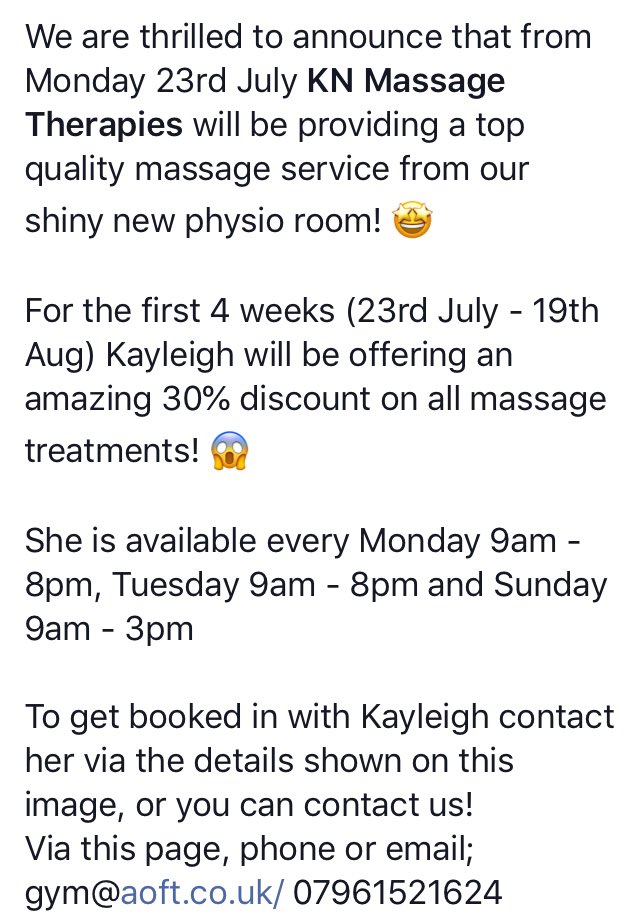 BenfieldGym's tweet photo. Sports massage 
Discount 👇 https://t.co/aOjnuptCMa