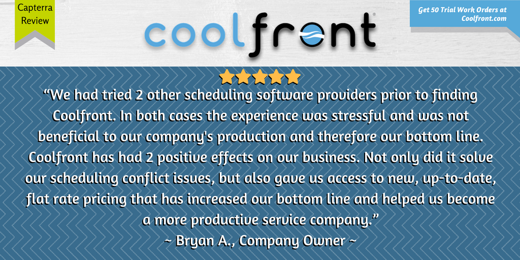 "Flat rate pricing that has increased our bottom line and helped us become a more productive service company" #hvac #plumbing #electrician #hvactools #capterra #capterrareviews