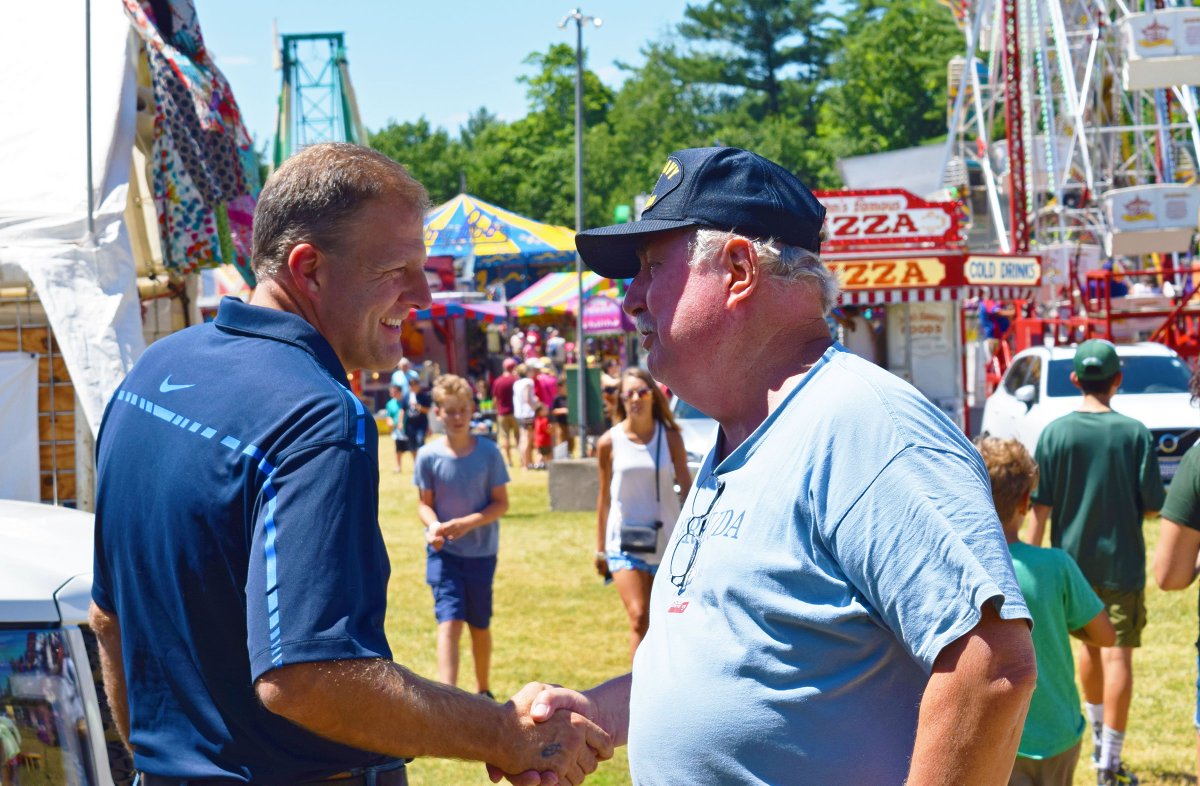 ChrisSununu's tweet photo. Greetings from one of New Hampshire's must-stop summer events! Valerie and I took the kids to the Stratham Fair this afternoon where we petted some animals, played some bumper cars, and saw a lot of friendly faces! #603Pride #StrathamFair https://t.co/m3ug6hCJNC