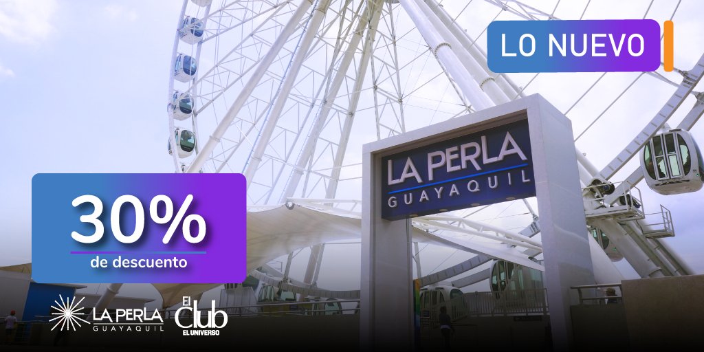 ClubElUniverso's tweet photo. ¡Tenemos nuevos establecimiento! El Club te trae un nuevo beneficio 🎉🎉 Celebremos a Guayaquil como se merece disfrutando de una hermosa vista en @LaPerlaGYE 🎡 Escanea el código promocional en nuestra App y RECIBE el 30% de descuento en tu entrada 🎡 Válido 1 entrada por socio. https://t.co/IWilpWEktJ