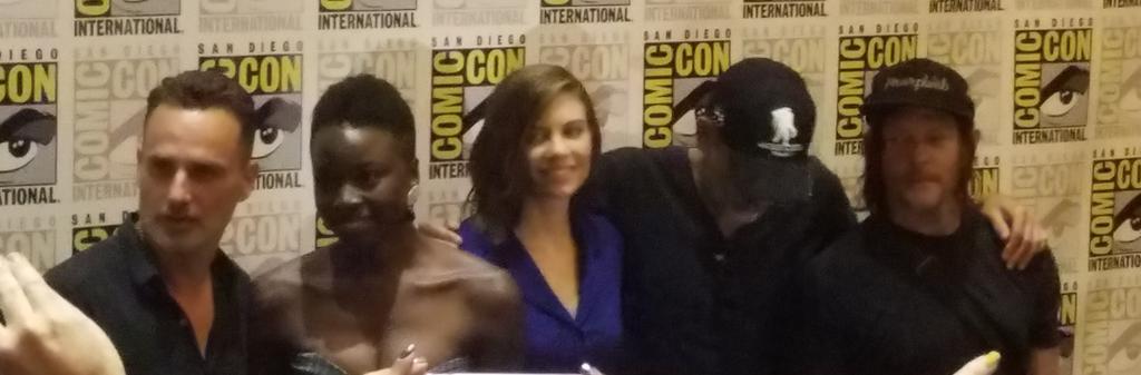 And these <a href="/WalkingDead_AMC/">The Walking Dead</a> people might look familiar. No sad faces. No. Sad. Faces. (Well, maybe <a href="/JDMorgan/">Jeffrey Dean Morgan</a> was frowning.) #ThankYouAndrewLincoln #TheWalkingDead #SDCC