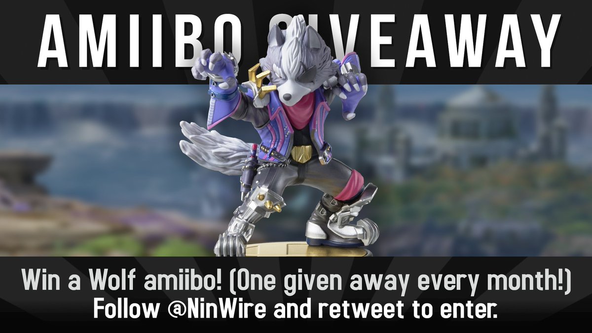 NinWire's tweet photo. Win a Wolf amiibo from Nintendo Wire! Follow and retweet to enter. Winner selected August 4th. Prizes ship when released. Giving away one Smash Bros. Ultimate amiibo every month on @AmiiboNews, @WireDeals and @NinWire until release! Good luck! https://t.co/rakw34YwjM