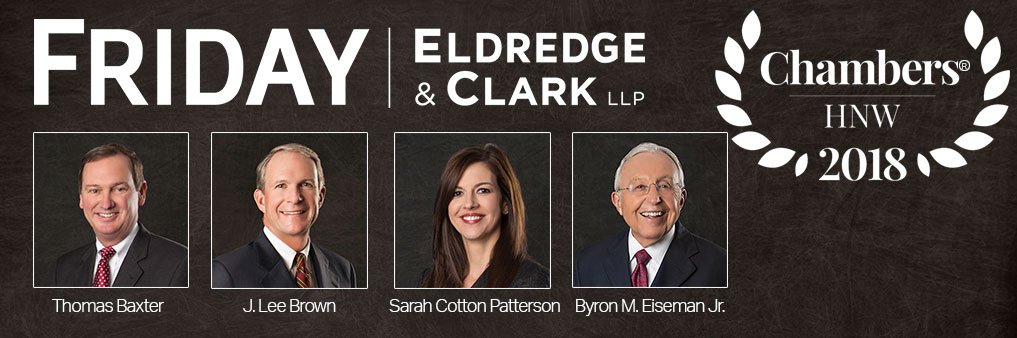Congratulations to Tom Baxter, Lee Brown, Sarah Cotton Patterson and Byron Eiseman, Jr. for being named "leaders in their field" in the 2018 Chambers High Net Worth Guide. The firm received the highest ranking level awarded by Chambers. goo.gl/QUK4Et