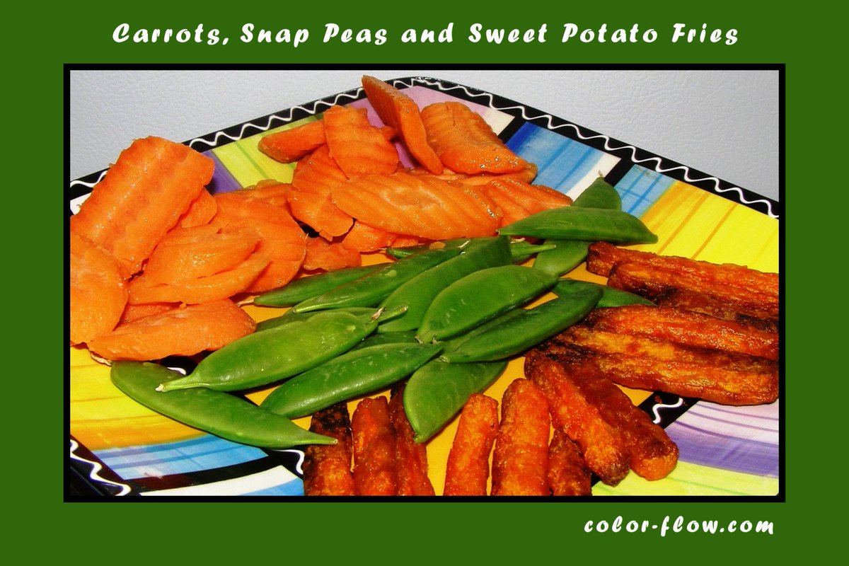 colorflow's tweet image. Rather than french fries, eat carrot chips, snap peas and sweet potato fries.
